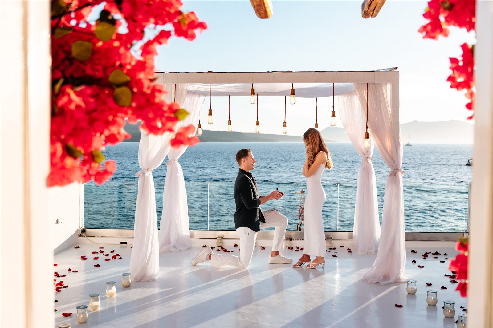AION proposal bougainvillea Santorini