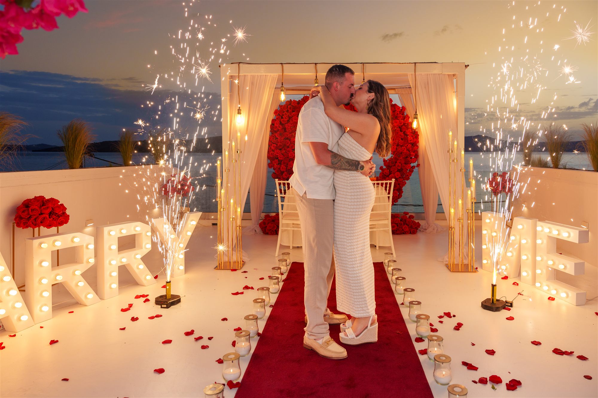 Keith and Mallory MARRY ME fireworks proposal at AION