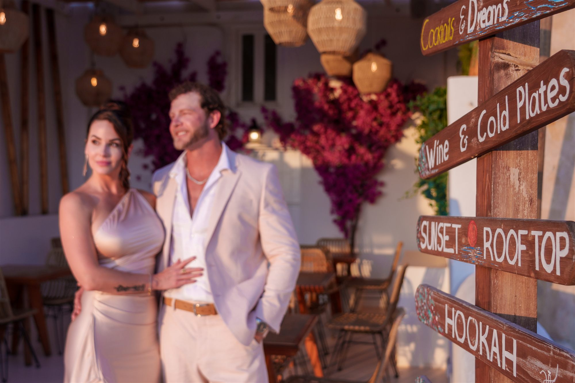 Rachel and Kyle at golden hour on the AION rooftop