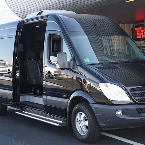 Mercedes Sprinter van for proposal guests in Santorini