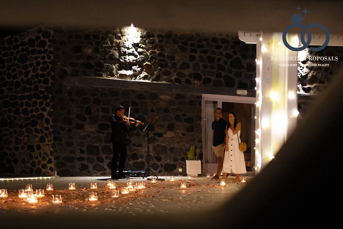 proposal video being filmed in Santorini