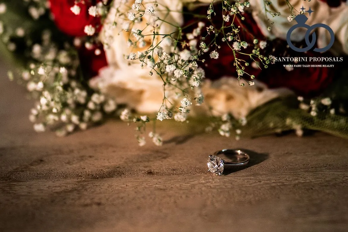 engagement ring ready for a Santorini proposal