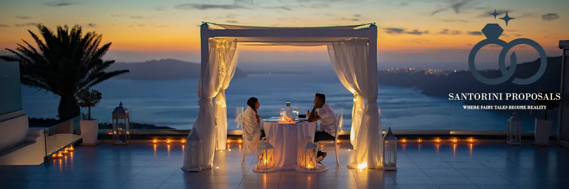 Santorini proposal dinner leciel