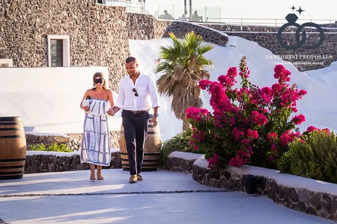 Candle-lit proposal spot overlooking the Santorini caldera