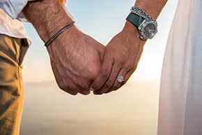 Babis and Martha's sunset proposal story in Santorini
