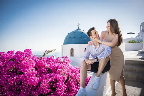 Santorini blue dome proposal photoshoot
