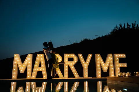 Santorini marry me night lights