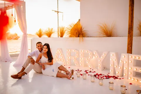 Santorini proposal marry me letters