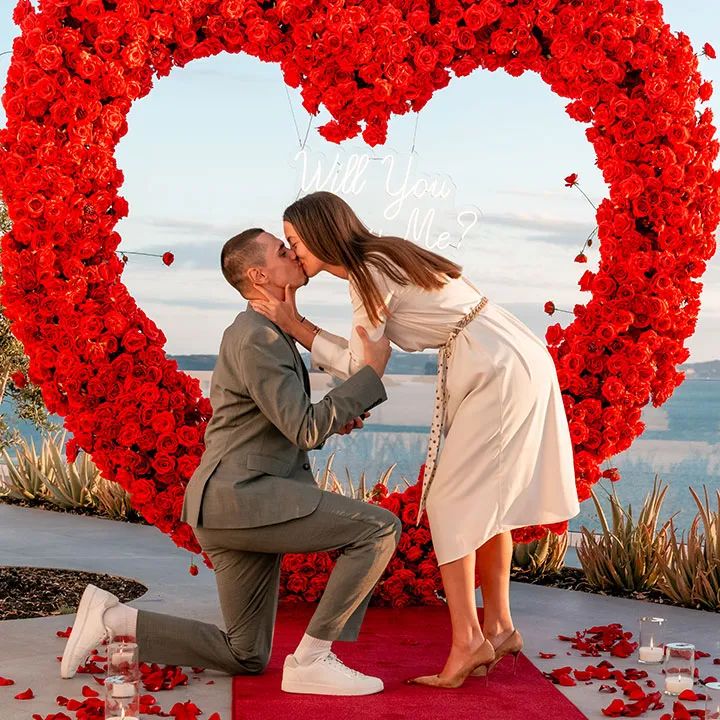 heart of candles arranged for a marriage proposal in Santorini